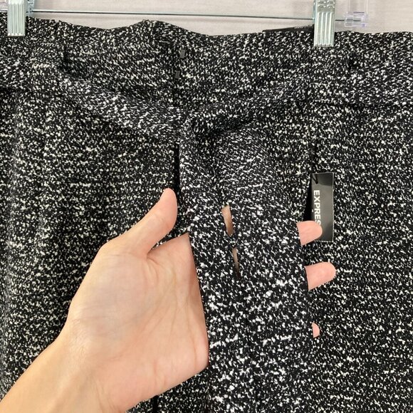 New Express Black White High Rise Belted Ankle Pants size 14 Office Career - Picture 5 of 13
